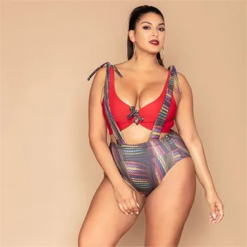 

Two Pieces Plus Size Swimsuit Women High Waist Swimwear Push Up 2020 Summer Beach Bath Suits Female Slimming Monokini for Curve