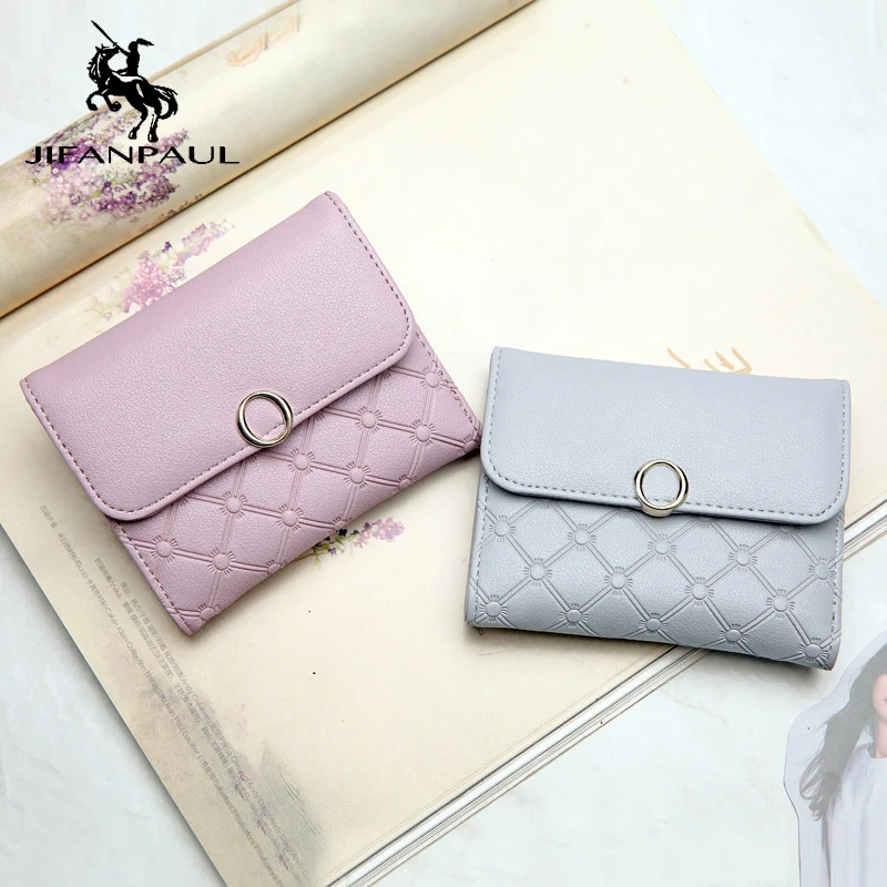 

JIFANPAUL Litchi pattern metal buckle multi-card large capacity shoulder bag one package multi-card position purse youth student
