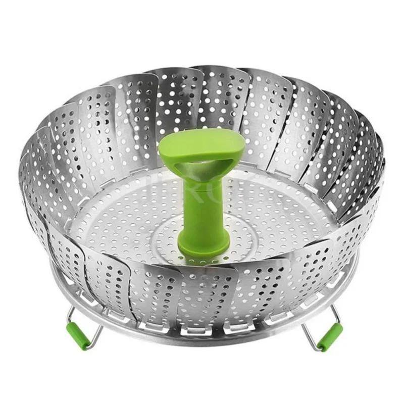 Светло-серый Stainless Steel Steamer Basket Collapsible Steamer for Steaming Food Metal Handle Foldable Legs Fit Various Pot Pressur L1 - Цвет: Светло-серый