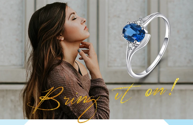 Jewelrypalace Овальный 0.9ct Природные Лондон Голубой топаз Solitaire Обручение кольцо стерлингового серебра 925 gemstone тренд Аксессуары