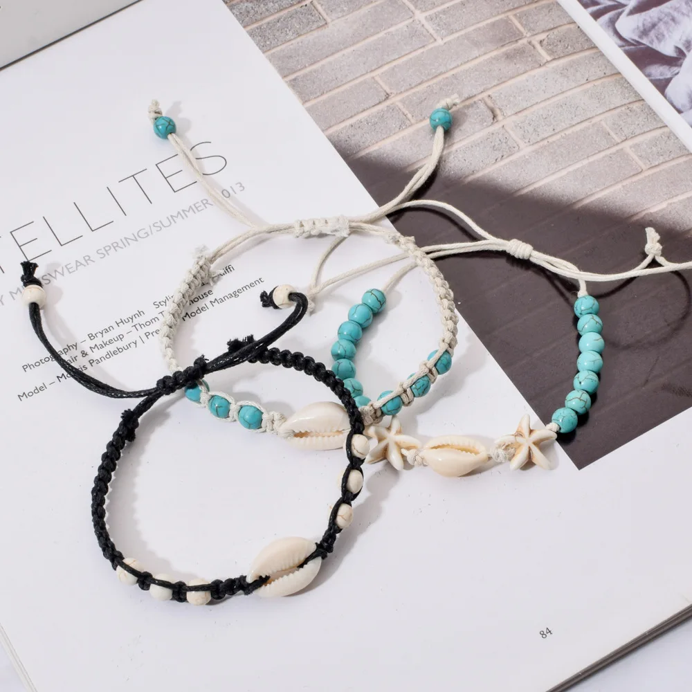 Bracelet Jewelry Natural Stone Hand-woven Shell Bracelet Men Women Adjustable