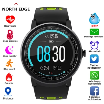 

NORTH EDGE Men Women Bluetooth Smart Watch Blood Pressure Round Smartwatch Watch Waterproof IP67 Sport Tracker for Android IOS