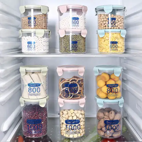 

1pc 3Colors 600/800ml Kitchen Storage Box Sealing Plastic Fresh Pot Container Food Containers