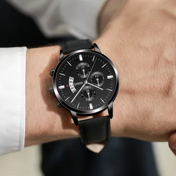 

Luxury Watch Men 2020 Ultra-thin Leather Steel Black Bracelet Wristwatches Male Watch Clock reloj hombre relogio masculino