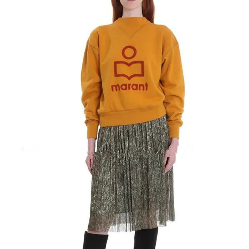 

2019 New Autumn Winter Yellow and Purple Embroidery Sweatshirt Letter Velvet Thick Warm Cotton Loose Sportswear Sweatshirt