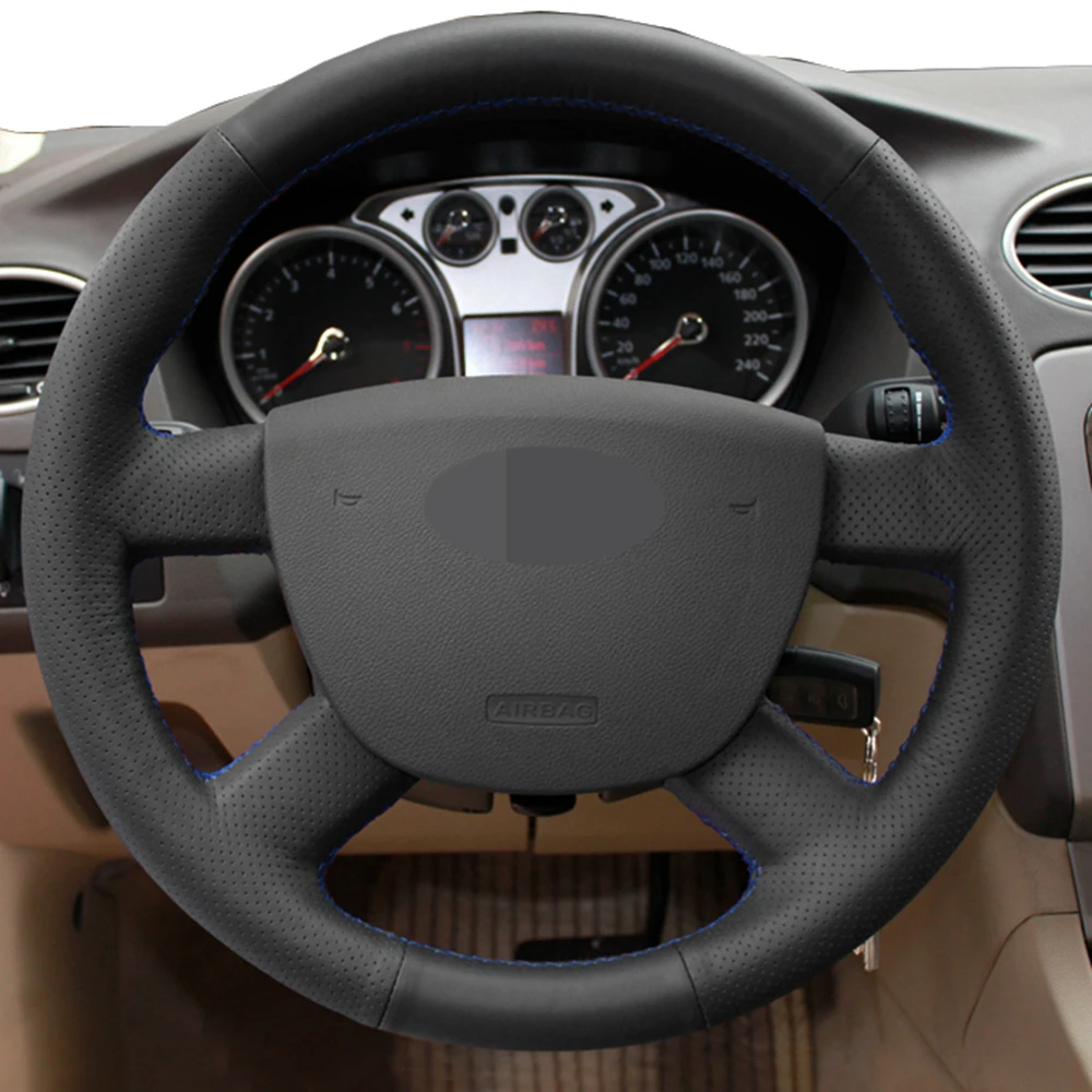 Чехол рулевого колеса автомобиля для Ford Kuga 2011 2008 Focus 2 2005 C MAX 2007 2010 Transit DIY черная