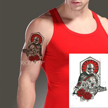 

Waterproof Temporary Tattoo Sticker star war Rose Armor Warrior with Gun Fake Tatto Flash Tatoo Hand Arm Art for Men Women