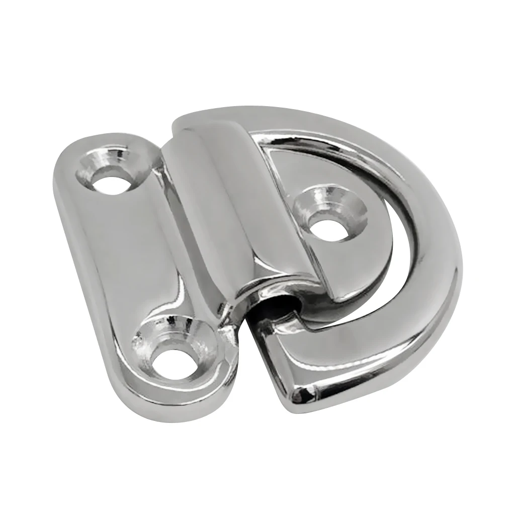 Marine Grade 316 Stainless Steel Folding Pad Eye 1/8''  D Ring  Hook Loop