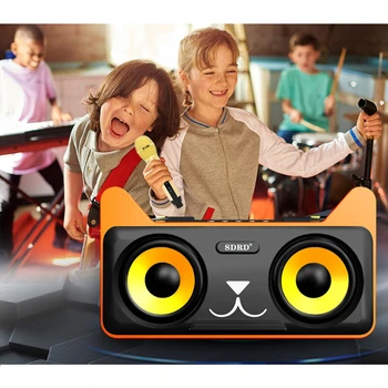 

40W Portable Speaker Bluetooth Column Bass Stere Subwoofer Soundbar Wireless Portable Column KTV Sound System with 2 Micphone