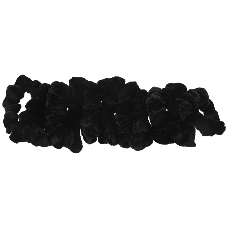

10 Pack Black Velvet Scrunchie Hair Elastics Hair Bobbles Hair Bands