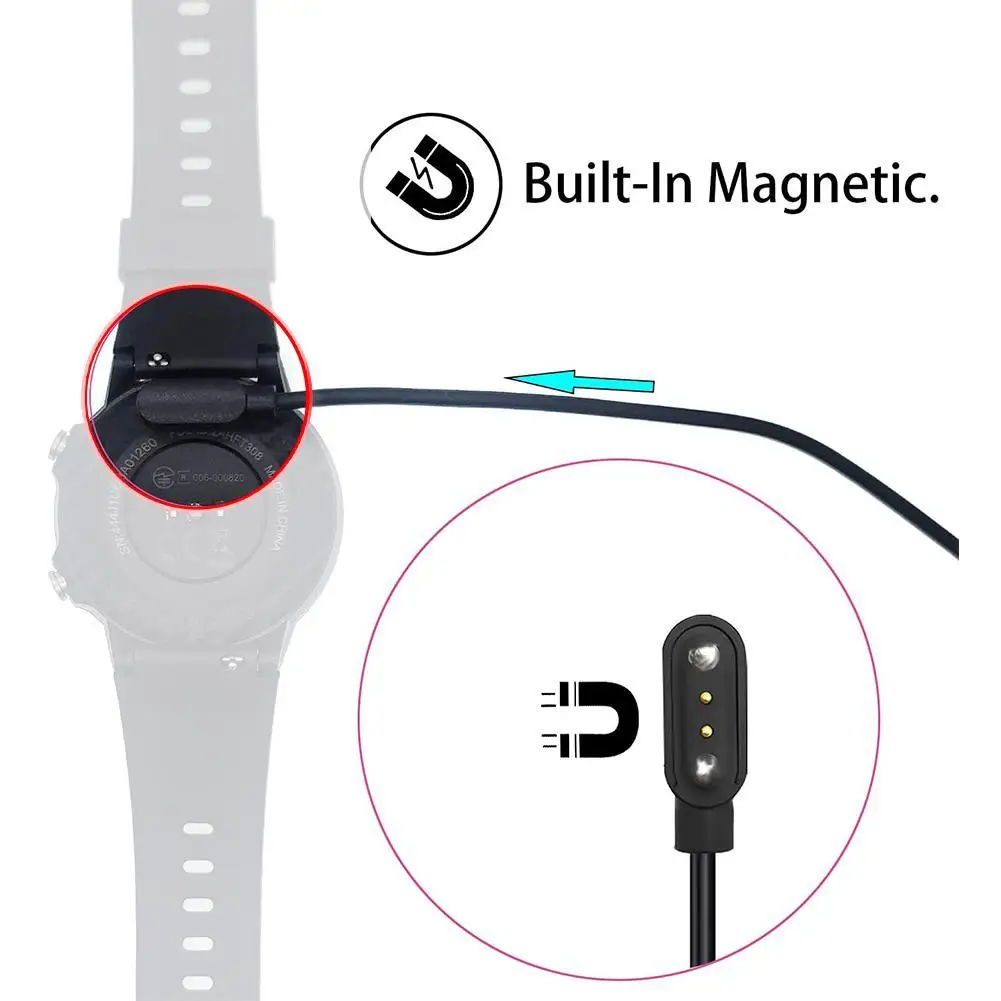 4mm Magnetic Charger Cable Wire For Smart Watch Bracelet 2 Pin Distance Magnetic Data Cables Smart Watch Accessories