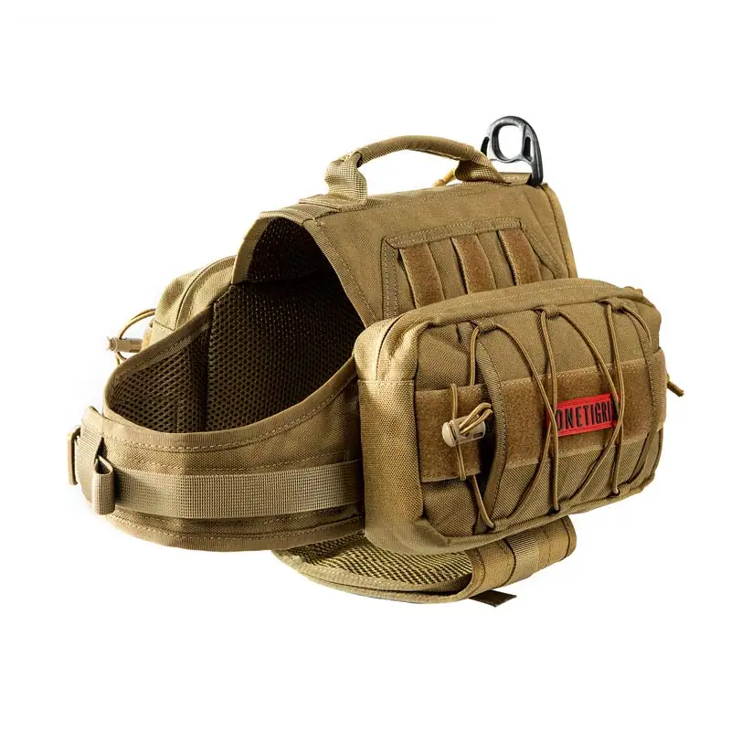 OneTigris, тактическая сумка для собак, 6л, с петлей, панелями, седельная сумка, рюкзак для собак, рюкзак для средних и больших собак, для путешествий, кемпинга, пеших прогулок - Цвет: CB S
