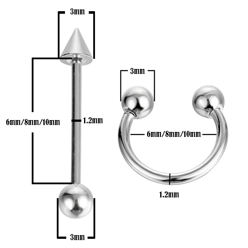 Stainless Steel Goth Nose Ring Nipple Tongue Septum Nose Hoop Piercing Kit Rings Cartilage Earrings Sexy Body Jewelry Punk 5PCS