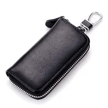 Miyahouse Genuine Leather Design Unisex Key Wallet High Quality Multi Function Key Bag With 6 Rings Ladies Housekeeper Key Holde