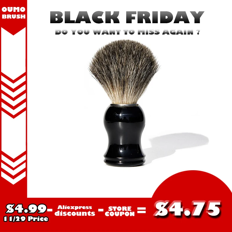 

OUMO BRUSH-Pure badger hair knot whit plastic handle men shaving brush