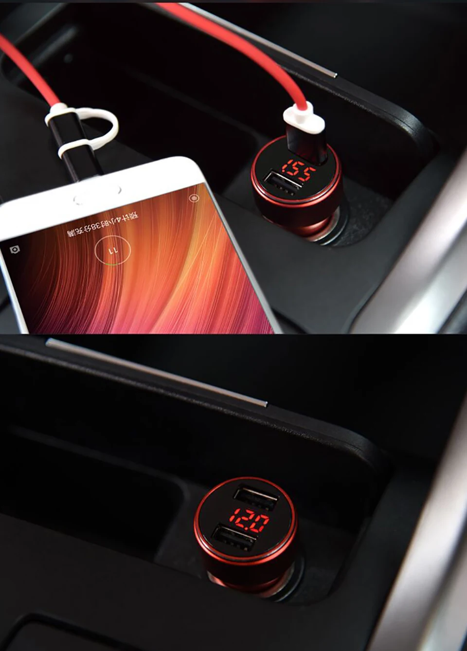 Aoshike Универсальное Usb Автомобильное зарядное устройство Универсальный светодиодный светильник двойной USB автомобильная Usb зарядка 3.4A прикуриватель для мотоцикла авто