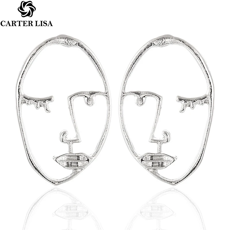 Женские сережки-гвоздики CARTER LISA уникальные серьги-пусеты с металлическим полым