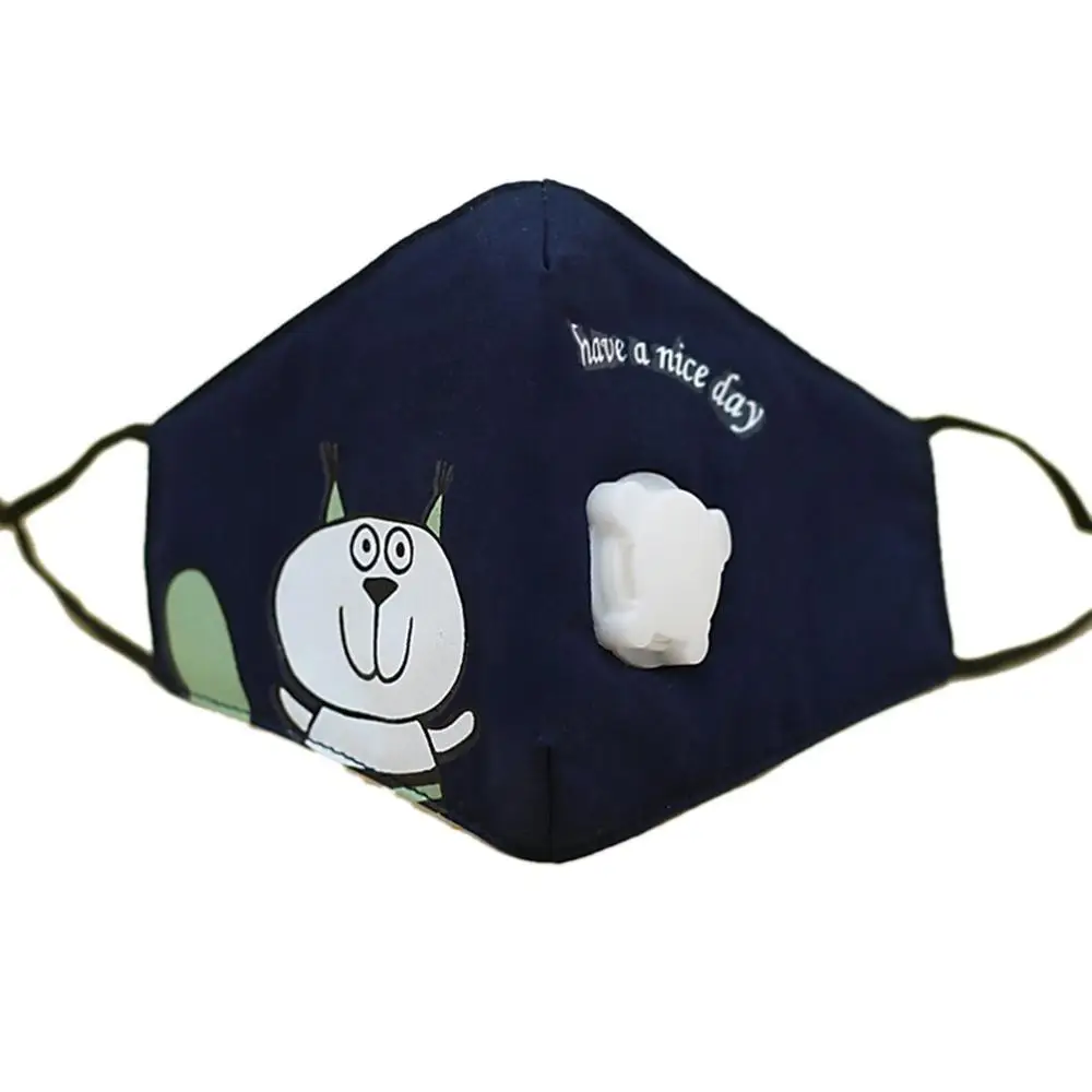 navy blue PM2.5 детская хлопковая противопылезащитная маска для рта фильтр с активированным углем ветрозащитный с дыхательным клапаном маски для лица - Цвет: navy blue