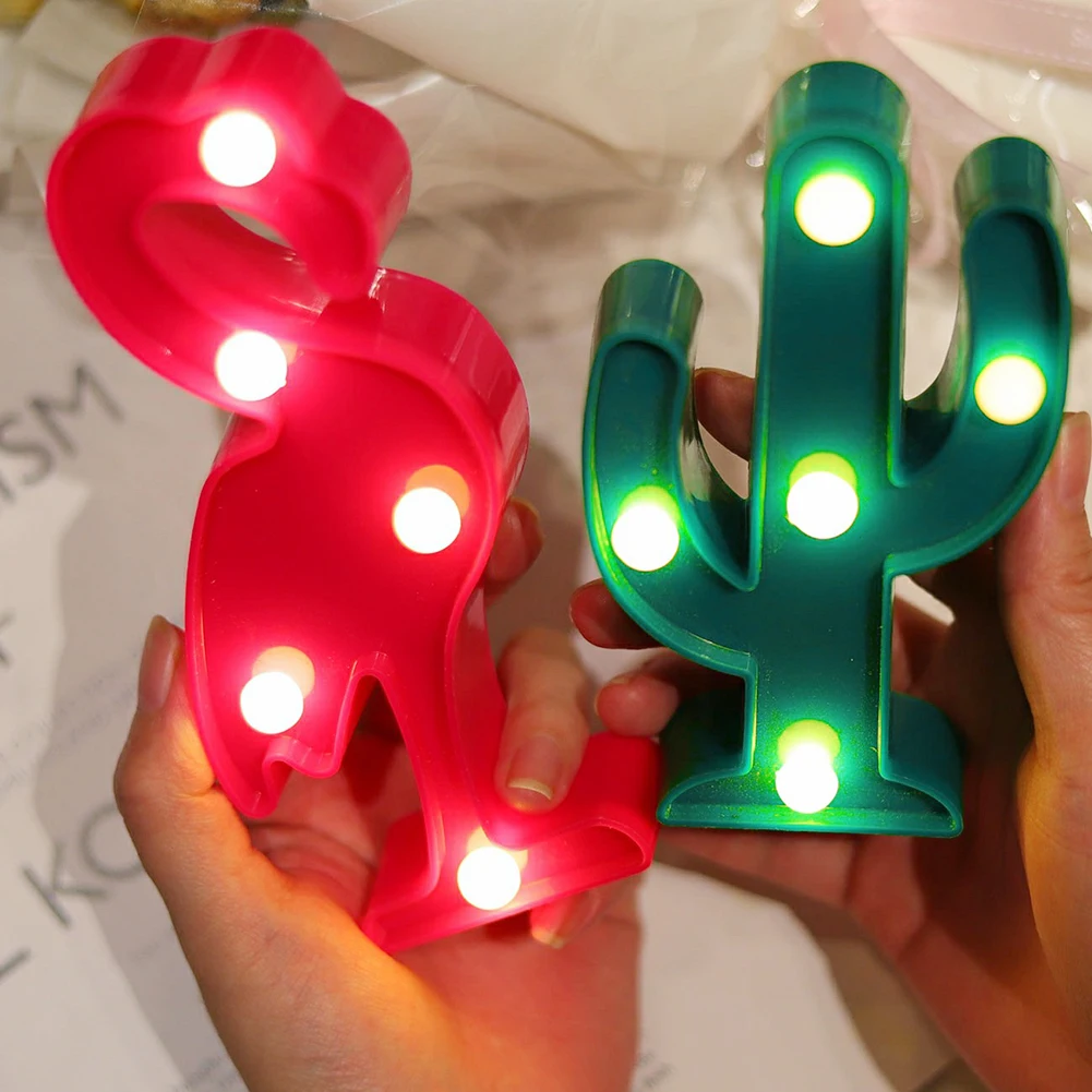 3D прекрасный мультфильм ананас Фламинго неоновые кактус Форма светодиодный