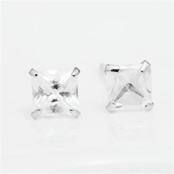 

S925 Sterling Silver Woman Earrings Classic Boutique Jewelry Simple Square Zircon Temperament Female Earrings
