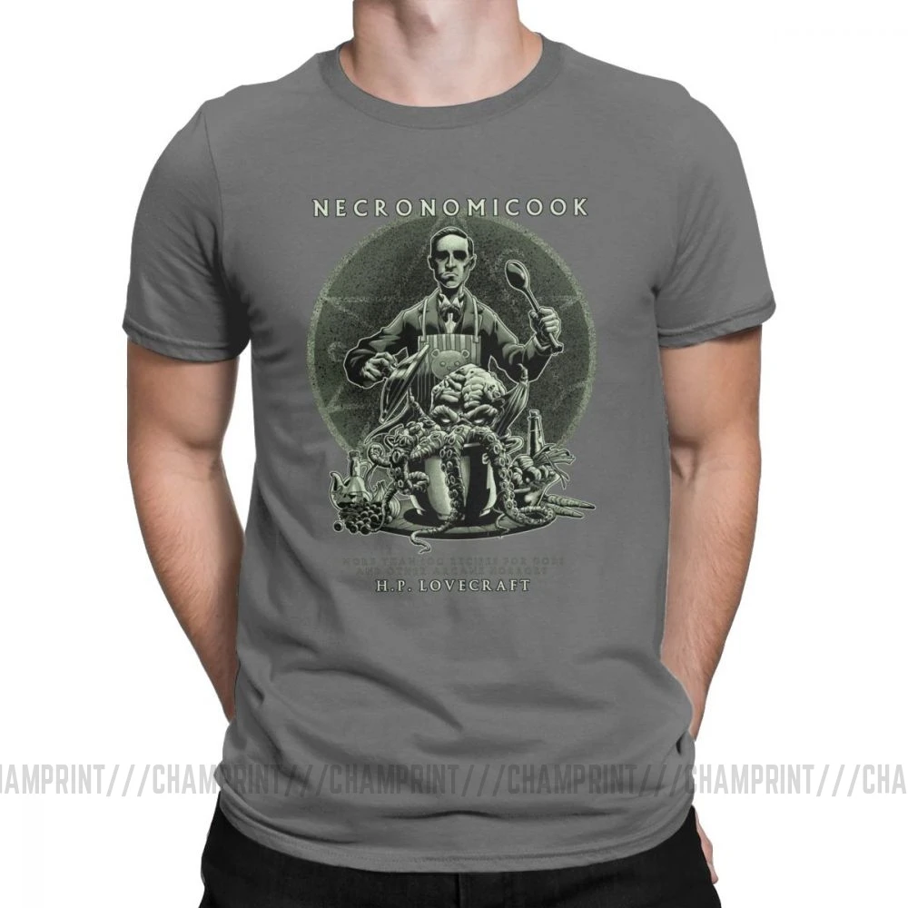 Темно-серый Мужские футболки Necronomicook Call Of Cthulhu, уникальные футболки с круглым вырезом, футболки из хлопка для взрослых - Цвет: Темно-серый