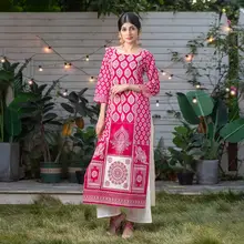 Новинка, стильное платье с рукавом три четверти и принтом, индийская мода, Женский этнический стиль, свободный костюм, хлопковый женский топ+ штаны