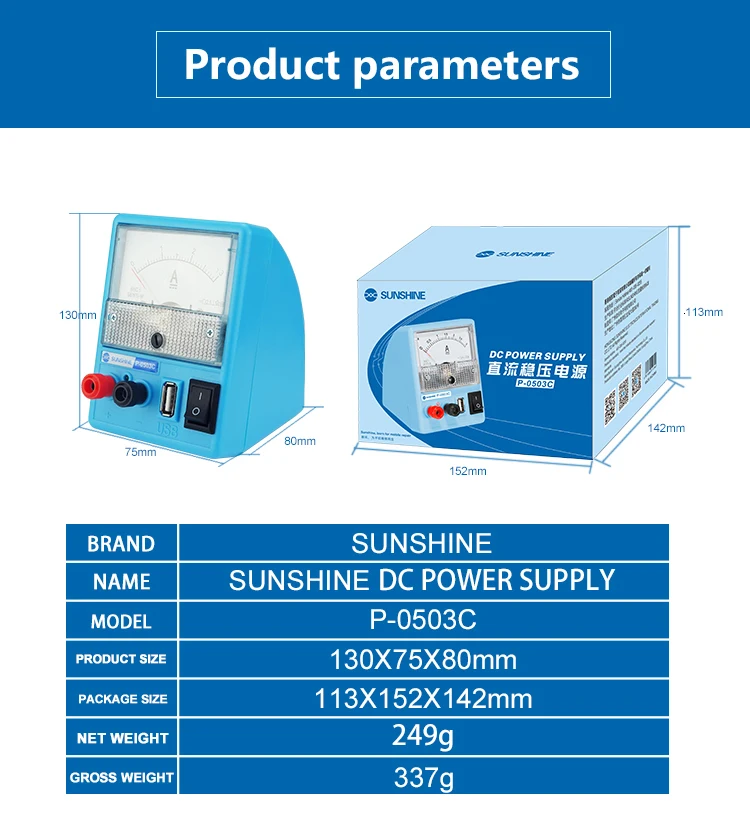 P-0503C Мини Портативный 110/220 V линейный мобильный телефон ремонт постоянного тока Регулируемый источник питания Амперметр 3A 5 V с защитой от