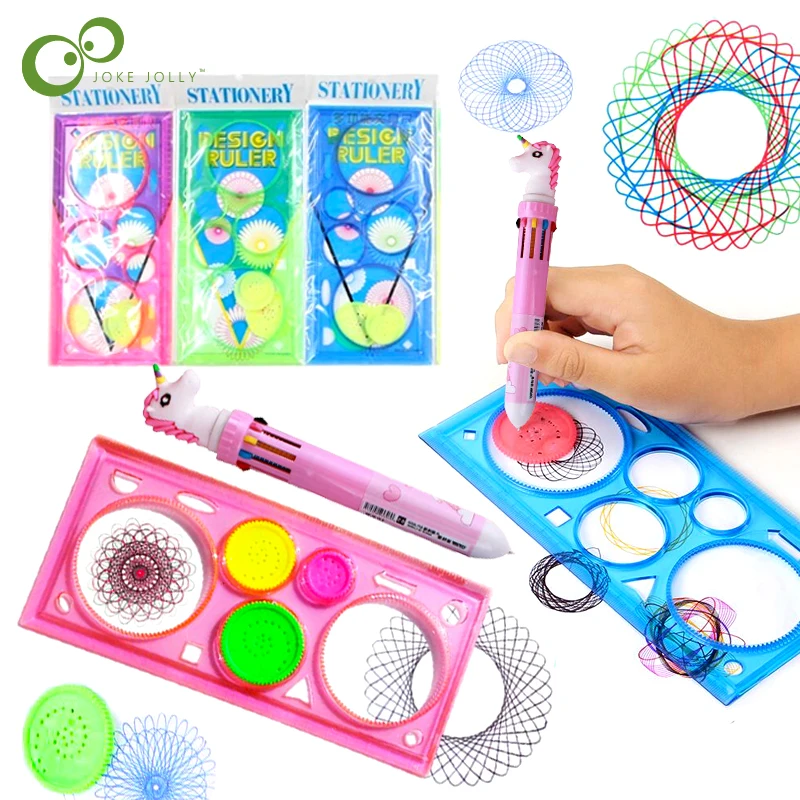 2 шт. Spirograph игрушки для рисования набор блокирующиеся зубчатые колеса для рисования аксессуары для рисования креативная развивающая игрушка Spirograph s GYH