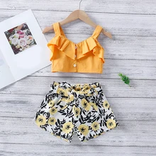 Ensemble de vêtements d'été pour filles de 1 à 5 ans, gilet + short à fleurs, tenue 2 pièces pour bébés, enfants, nouveau né, 2022 