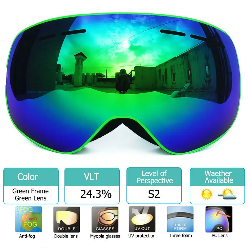Новая магнитная двухслойные линзы лыжные очки Анти-туман UV400 для катания на сноуборде Лыжный Спорт очки для Для мужчин Для женщин Снег лыжные очки