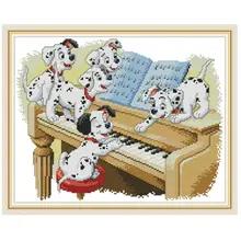 Пять собаки играющие пианино DIY ручной работы Рукоделие Счетный 14CT напечатаны крестиком комплект с вышивкой украшения дома