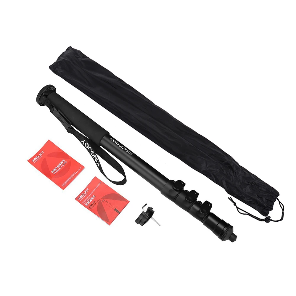 KINGJOY MP408FL Photography Camera Monopod Tripod Aluminum Alloy 4-Section Adjustable Height with 1/4 In& 3/8 In Screw Mount