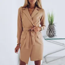 Женская куртка, однотонный Блейзер, платье, длинный рукав, отложной воротник, куртка для офиса, женский блейзер,, костюм женский