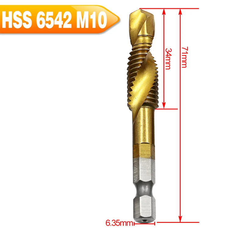 Сверла для ручного крана HSS 4341 винтовые спиральные точечные резьбы M3 M4 M5 M6 M8 M10 Металлообработка с шестигранным хвостовиком набор метчиков Метрическая вилка - Цвет: M10