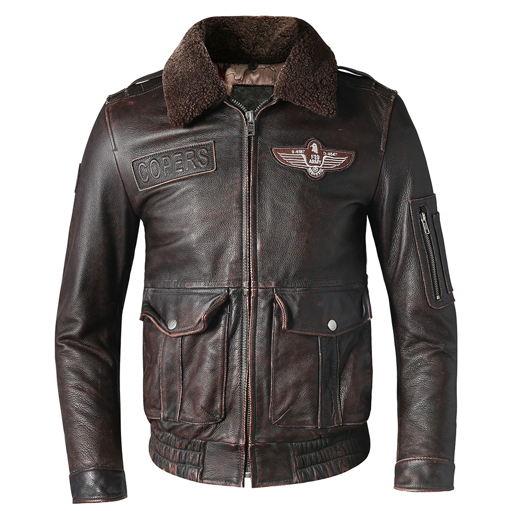 Schott DE AVIADOR - Chaqueta de cuero sintético - brown/marrón 