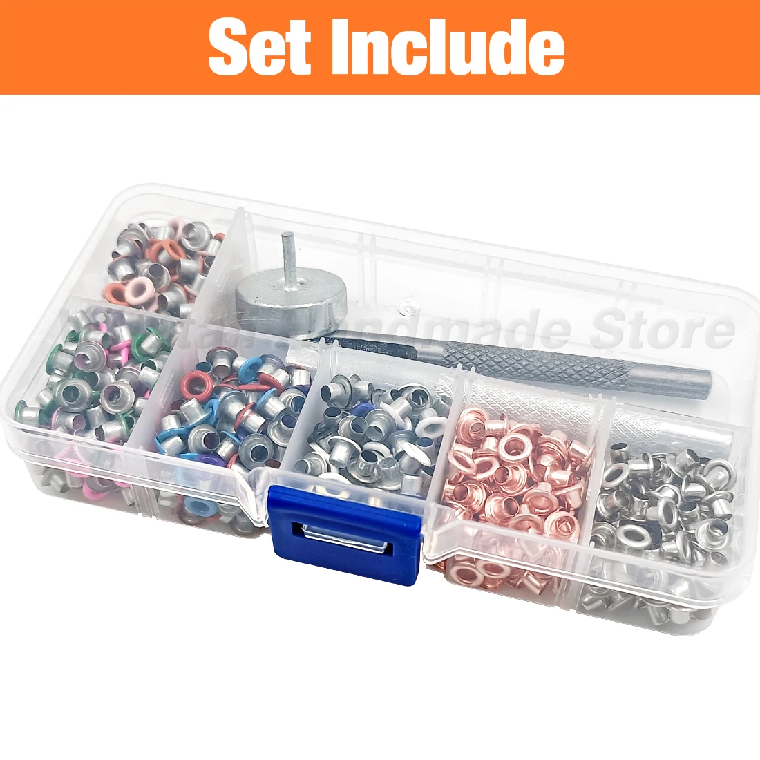 540pcs Metal Eyelets Grommets Installer Punch Tool Set Kits Leathercrafts Clothing Shoes Caps Belt Storage Box