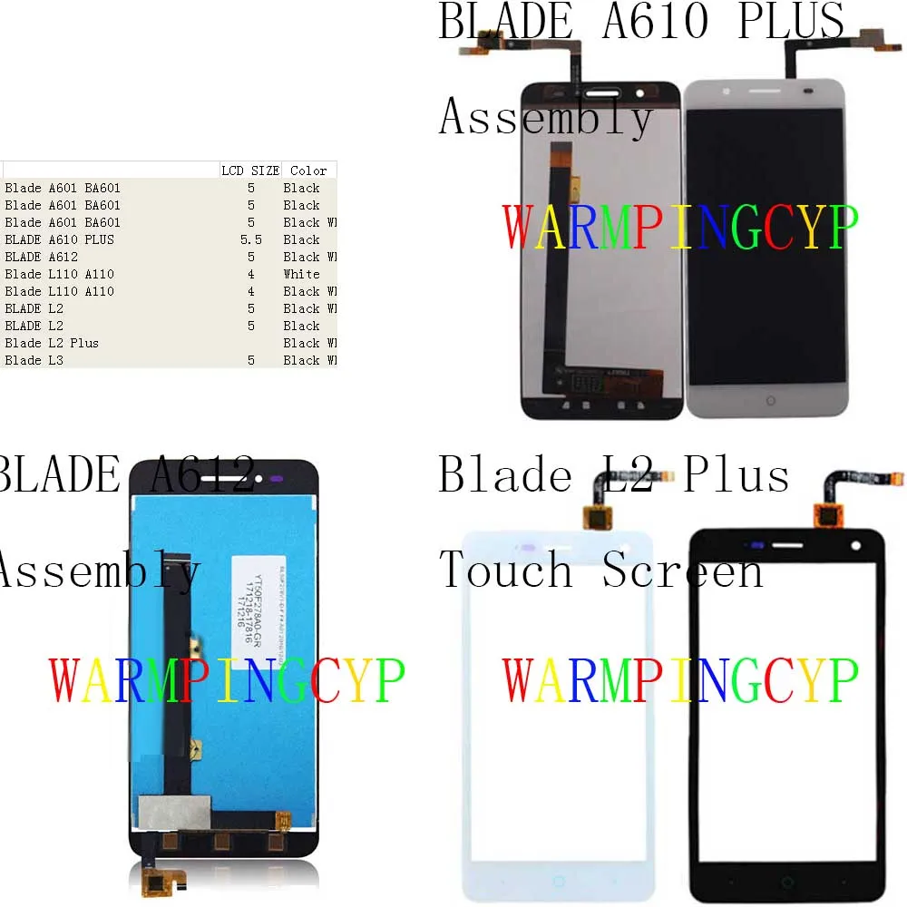 ЖК-дисплей с сенсорным экраном в сборе для ZTE Blade A601 Glass A610 PLUS A612 L110 L2 L3 BA601 A110 |