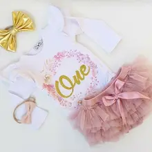 Emmababy для маленьких девочек осенние 1st наряд для дня рождения в течение одного года вечерние многоярусная юбка-пачка юбка длинный рукав с рюшами, комплект милой одежды