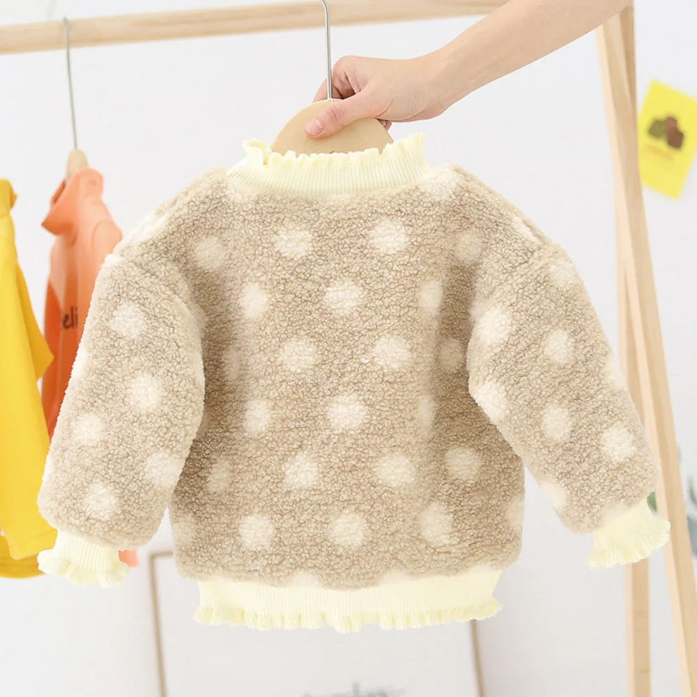 AmyaBaby/свитер для младенцев; бархатные толстовки в горошек для маленьких девочек; модная детская одежда; толстовки с сумкой для малышей