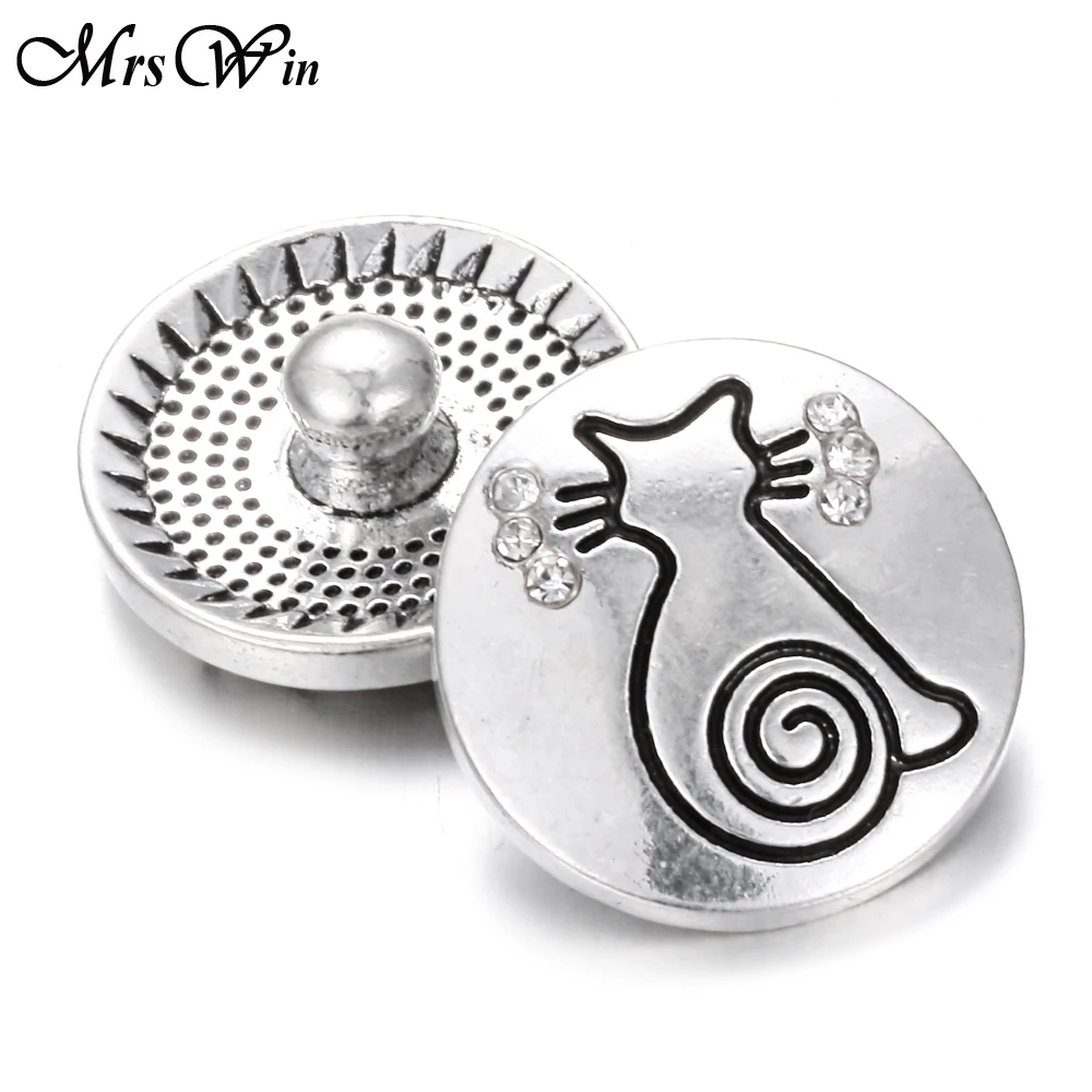 

6pcs/lot New Arrival Snap Jewelry Cat 18mm Crystal Snap Buttons with Copper button for 18MM Snap bracelets and necklace jewelry