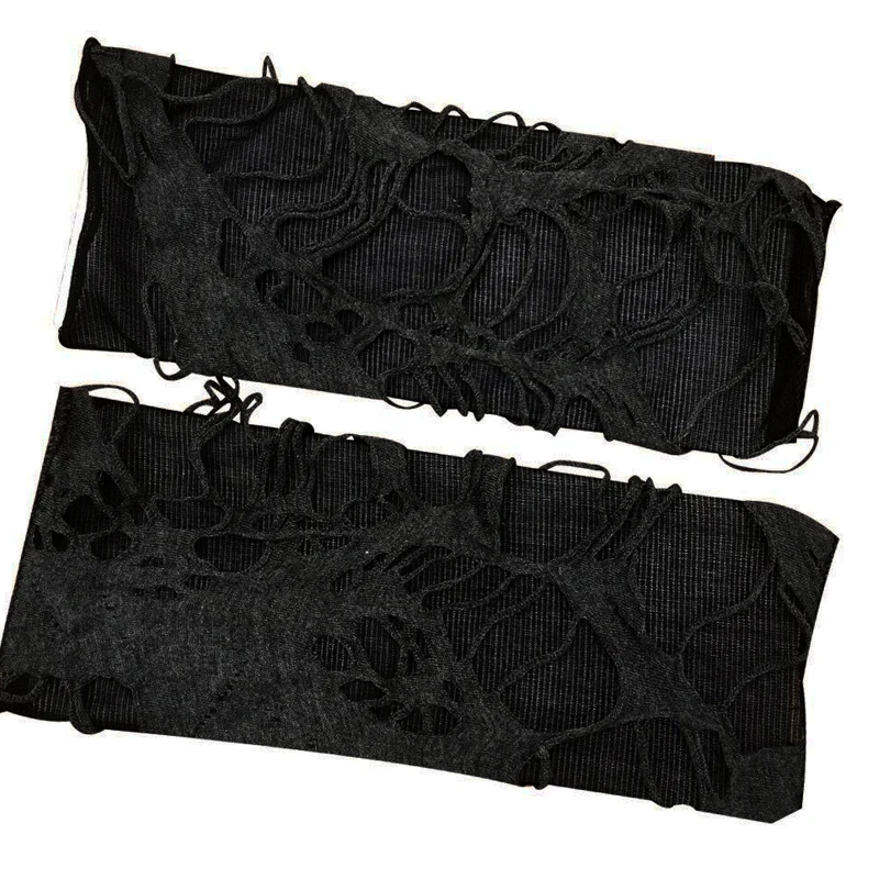 Черные Готические перчатки унисекс в стиле панк с разбитым разрезом, перчатки без пальцев, спортивные перчатки ниндзя с дырками, крутые женские и мужские перчатки в стиле рок с вырезами
