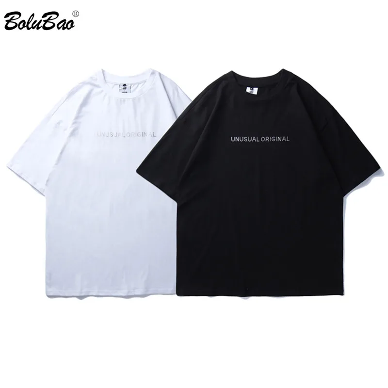 

BOLUBAO Men Brand T Shirt Short Sleeve Loose Tee Cotton Street Casual Letter Printing High Quality Men T-Shirts Top