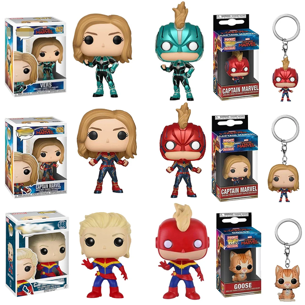 

FUNKO POP Caption Marvel Masked Vers Action Figure Toys Goose the Cat VERS CAPTAIN MARVEL Model Vinyl Doll Avengers Collectible