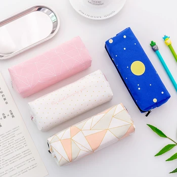 

Creative Multifunctional large capacity canvas pencil case Side Open Zipper Pencil Bag office School student Stationer Supplies