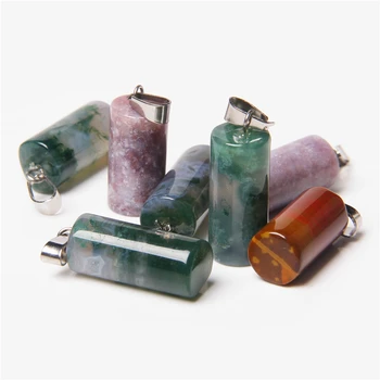 

Wholesale 30pcs 20*10mm natural Indian Agates Cylinder Shape stone pendant for DIY jewelry making Unisex necklace Accessories