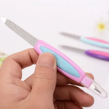 

1PC Dual-head Dual-use Nail File Cuticle Trimmer Push Rod Stainless Steel Matte Durable Multi-function Nail Buffer Block