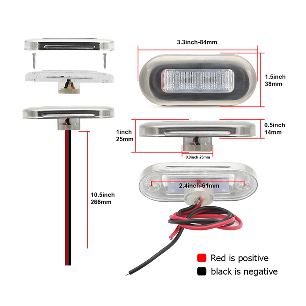 4 шт. большой водонепроницаемый синий светодиодный фонарь для лодки 12