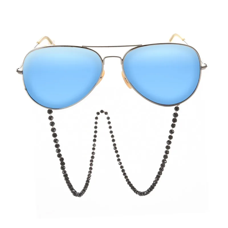 Handmade Black Crystal Bead Chain Reading Glasses Chain Women Sunglasses Cords Eyeglass Lanyard Hold Straps Eyewear Retainer