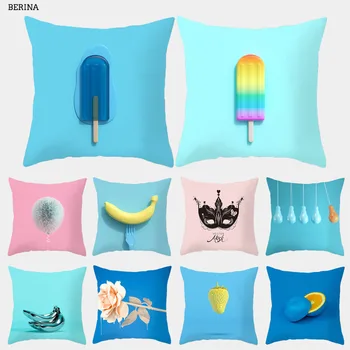 

Summer Yellow Banana Cushion Covers Polyester Balloon Popsicle Pattern Pillowcase Home Decoration Sofa Cushion Cover 45*45cm