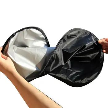 

Black Shield Cover Front Rear Windshield Sun Shade Visor UV Silver Tone